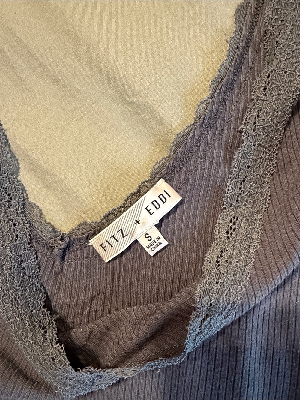 Women’s Lace-Trim Ribbed Tank Top - Picture 2 of 4